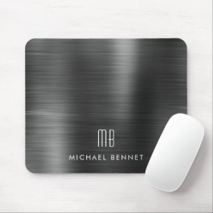 Eleganter schwarzer Metall-Monogramm-Name Mousepad