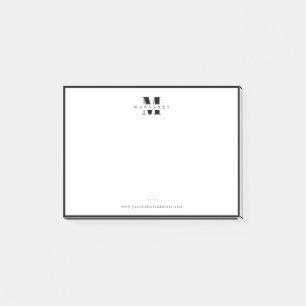 Eleganter Schwarzer Rand Fetter Einfacher Monogram Post-it Klebezettel