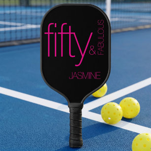 Eleganter schwarzer rosa Name Fünfzig und fantasti Pickleball Schläger