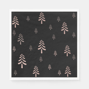 Eleganter schwarzer Rosa Weihnachtsbaum Serviette