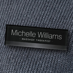 Eleganter schwarzer Satin-Grauer Namenschild