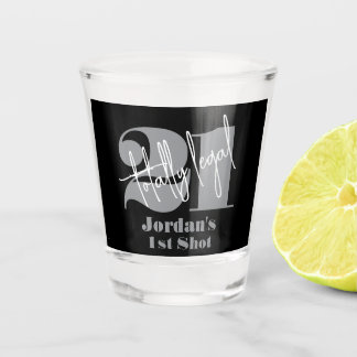 Eleganter schwarzer Schriftzug 21. Geburtstag erst Schnapsglas