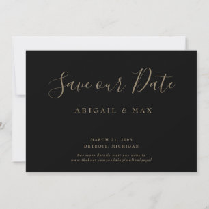 Eleganter Schwarzer Tag mit goldenem Text Glamourö Save The Date