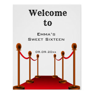 Eleganter schwarzer Teppichboden Sweet 16 Geburtst Poster