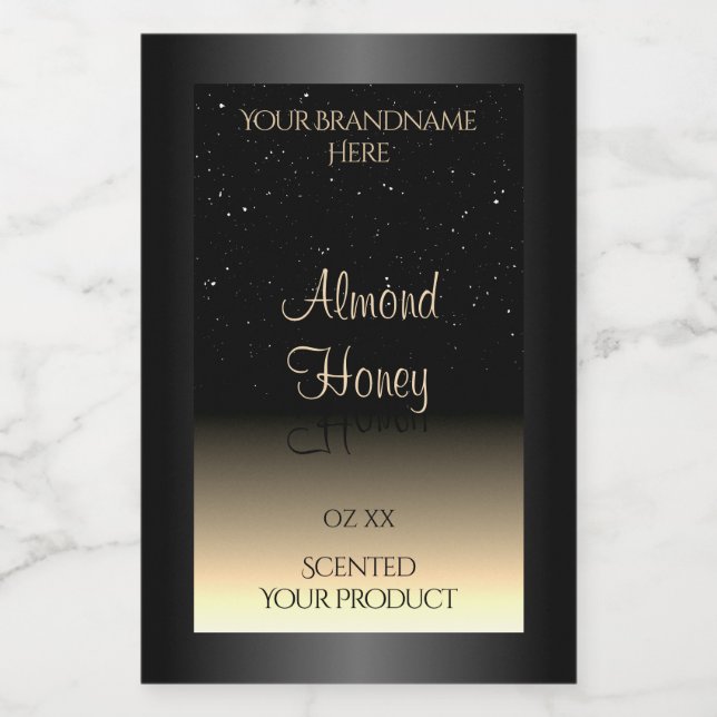 Eleganter, schwarzer und cremefarbener Glitzer mit Lebensmitteletikett (Einzelnes Label)