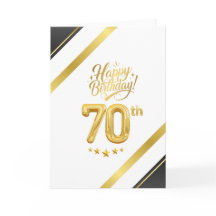 Eleganter schwarzer und goldener 70. Geburtstag –