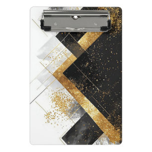 Eleganter schwarzer und goldener abstrakter Hinter Mini Klemmbrett