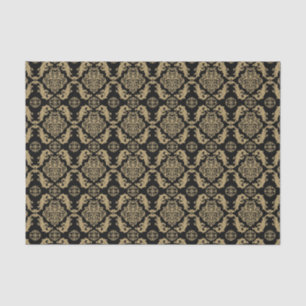 Eleganter schwarzer und goldener Damast Seidenpapier