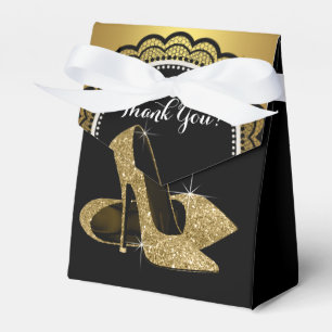 Eleganter schwarzer und goldener Glitter-High-Heel Geschenkschachtel
