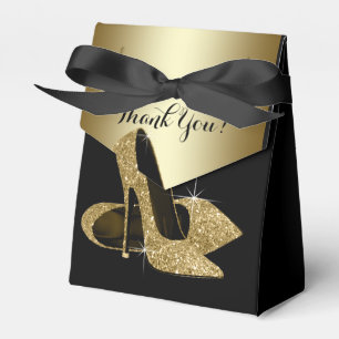 Eleganter schwarzer und goldener Glitter-Hochhacke Geschenkschachtel