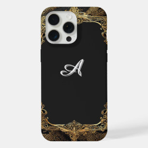 Eleganter schwarzer und goldener Rahmen iPhone 15 Pro Max Hülle