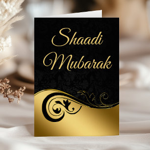 Eleganter schwarzer und goldener Shaadi Mubarak Wi Karte