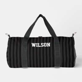 Eleganter schwarzer und grauer Monogramm-Name Duffle Bag