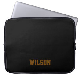 Eleganter schwarzer und grauer Monogramm-Name  Laptopschutzhülle