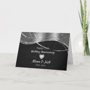 Eleganter schwarzer und silberner Damast Karte