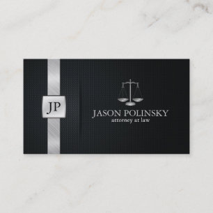 Eleganter schwarzer und silberner Rechtsanwalt am Visitenkarte