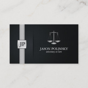 Eleganter schwarzer und silberner Rechtsanwalt am Visitenkarte