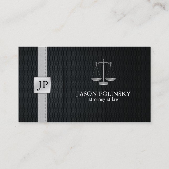 Eleganter schwarzer und silberner Rechtsanwalt am Visitenkarte (Vorderseite)