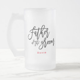 Eleganter schwarzer Vater des Groomnamen Geschenk Mattglas Bierglas