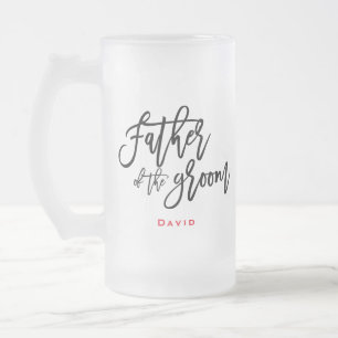Eleganter schwarzer Vater des Groomnamen Geschenk Mattglas Bierglas
