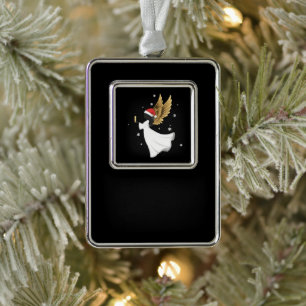 Eleganter schwarzer Weihnachtsengel mit goldenen F Rahmen-Ornament Silber