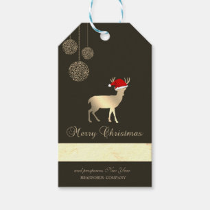 Eleganter Schwarzer, Weihnachtshirsch, Santa-Hut, Geschenkanhänger