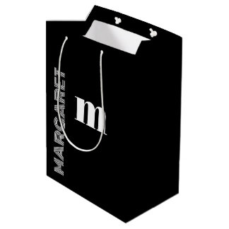 Eleganter schwarzer & weißer benutzerdefinierter A Mittlere Geschenktüte