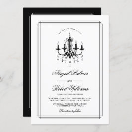 Eleganter schwarzer, weißer Kronleuchter Altes Gel Einladung