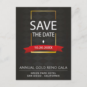 Eleganter Schwarzesund GoldGala Save the Date Ankündigungspostkarte