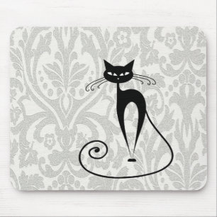 Eleganter Schwarzkatzendamast Mousepad