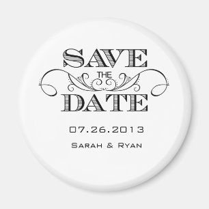 Eleganter Schwarzweiss-Save the Date Magnet
