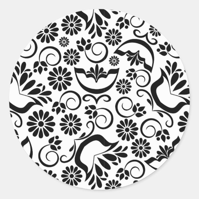 Eleganter Schwarzweißaufkleber Runder Aufkleber (Vorderseite)