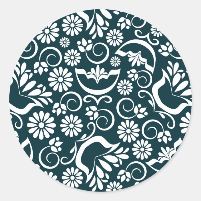 Eleganter Schwarzweißaufkleber Runder Aufkleber (Vorderseite)