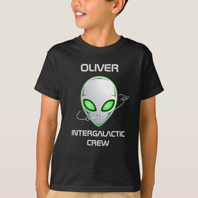 Eleganter Sci-Fi-UFO-Alienkopf T-Shirt (Vorderseite)