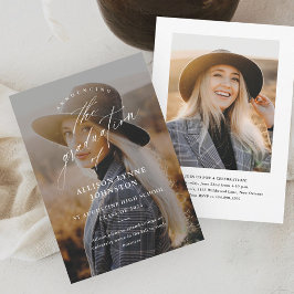 Eleganter Script 2 Foto Abschluss Einladung