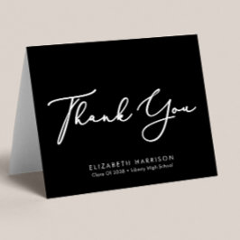 Eleganter Script-Abschluss Black Dankeskarte