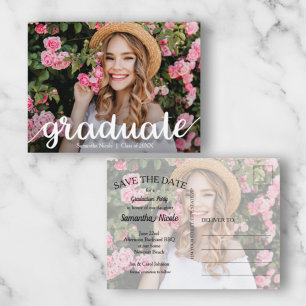 Eleganter Script-Abschluss SAVE THE DATE Postkarte