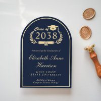 Eleganter Script Blue Uni-Abschluß Party Arch