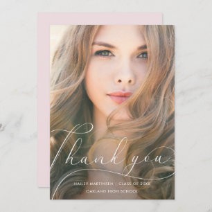Eleganter Script Blush Abschluss Vielen Dank Foto Dankeskarte