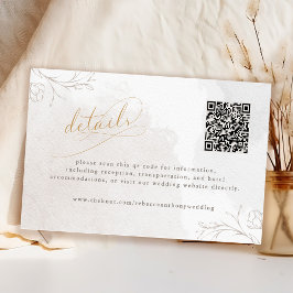 Eleganter Script Botanical Wedding Details QR Code Begleitkarte