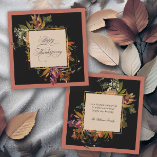Eleganter Script Calligraphy Floral Erntedank Feiertagskarte
