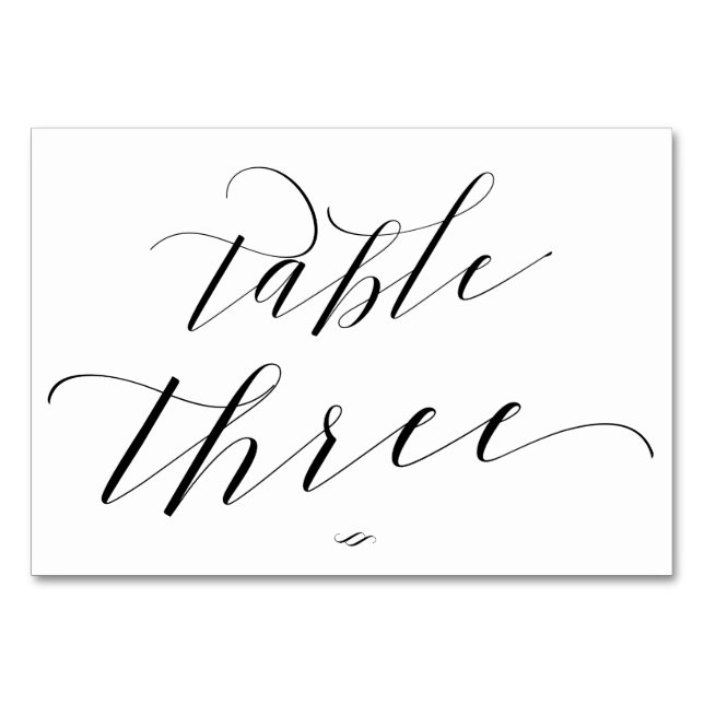 Eleganter Script Calligraphy Table Three Empfang Tischnummer (Vorderseite)