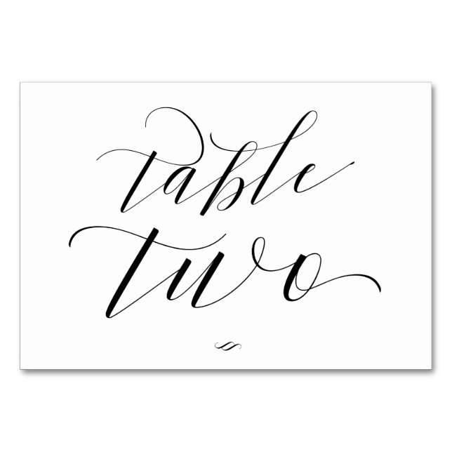 Eleganter Script Calligraphy Table Two Empfang Tischnummer (Vorderseite)