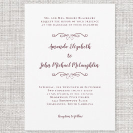 Eleganter Script Classic Wedding Burgundy White Ch Einladung
