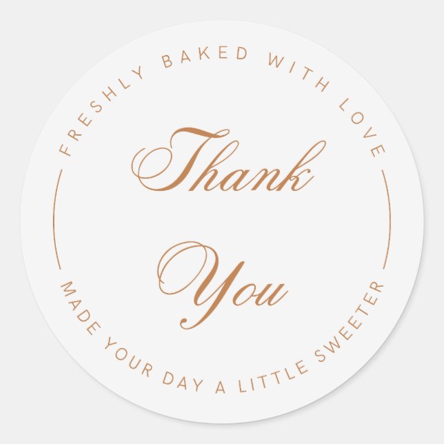 Eleganter Script-Dankeschön-Bäckerei-Aufkleber Runder Aufkleber (Vorderseite)