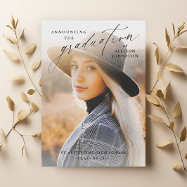 Eleganter Script-Foto-Abschluss Einladung