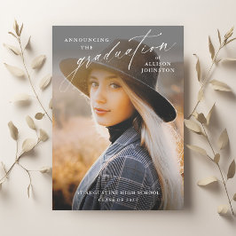 Eleganter Script-Foto-Abschluss Einladung