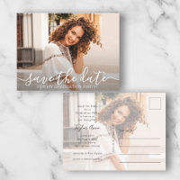 Eleganter Script-Foto-Abschluss Save the Date