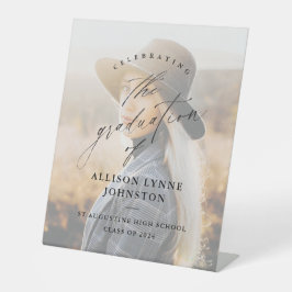 Eleganter Script Foto Abschluss Willkommen Sockelschild