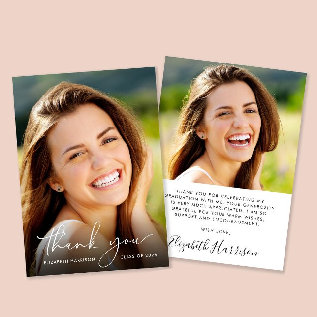 Eleganter Script-Foto-Overlay-Abschluss Dankeskarte (Von Creator hochgeladen)